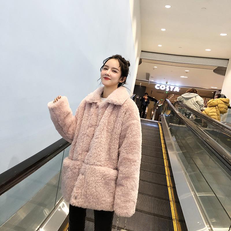 Winter Lamb Plush Coat Women Korean Mid-length Faux Fur Coat Women Loose and Thick