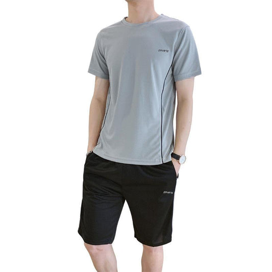 Summer Sports Suit Men's Fitness Two-piece New Short-sleeved Shorts T Casual Running Wear Thin Section