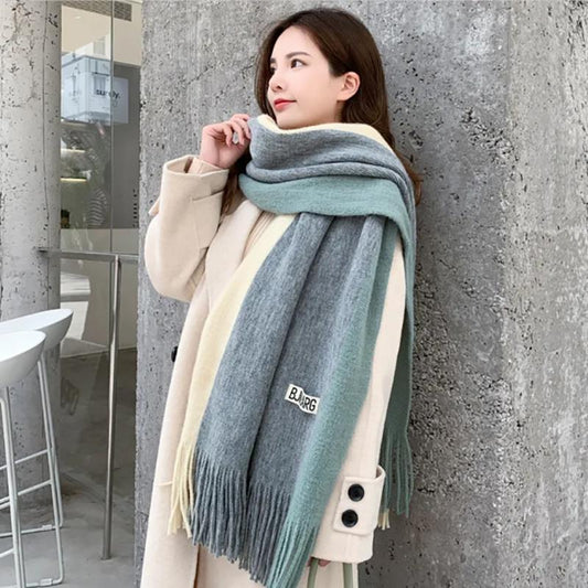 Scarf Women Cute Korean Wild Bib Women Winter Thicked Warm Knitted Wool Scarves