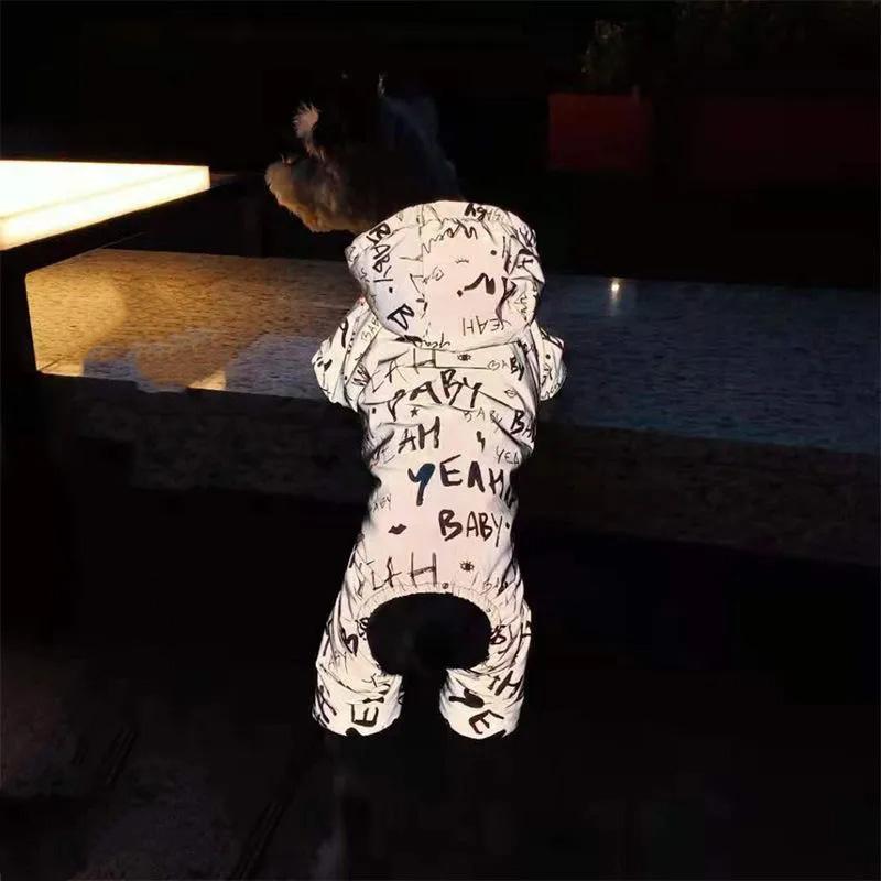 Teddy Dog Clothes Winter Cotton Coat Night Reflective Thickening Bomei Bichon Schnauzer Down Jacket Four Feet Pet Jacket Clothing