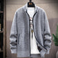 Autumn Men's Cardigan Sweater Thickened Warmth Sweatshirts for Young Men with Zipper Stand-up Collar Loose Coat