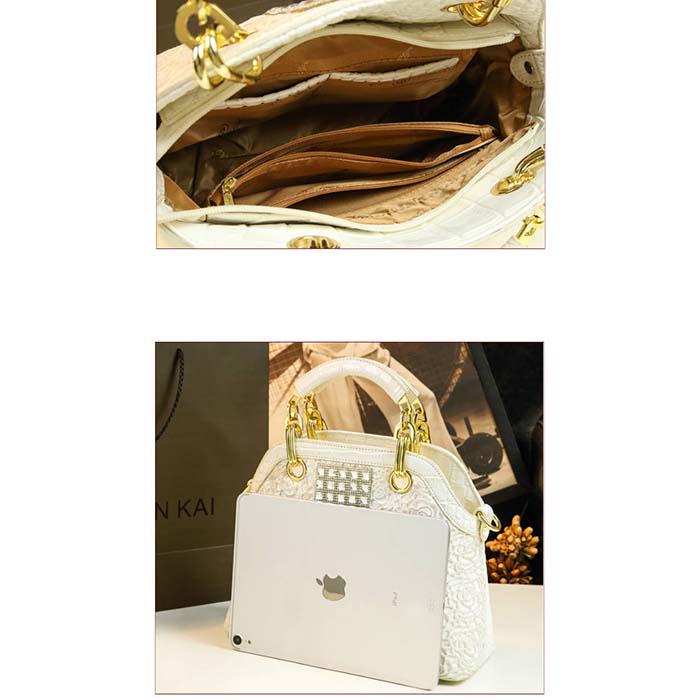 Women's Bag Leather Texture Handbag Crocodile Diamond Bag Shoulder Slanting Shell Bag