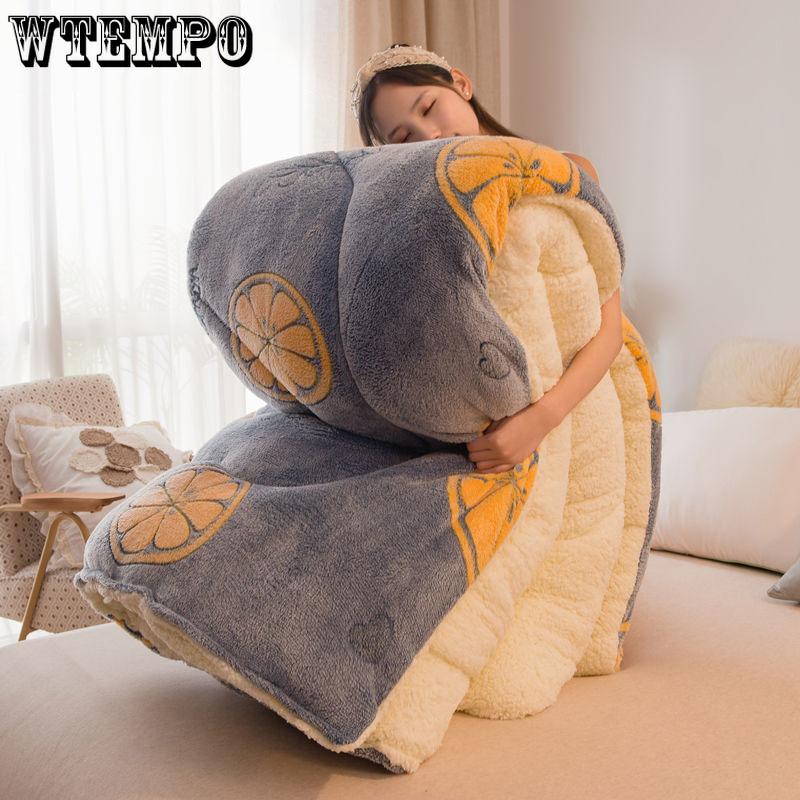 Bedspread Quilt Snow Fleece Winter Quilt Thicker Warmth Winter Student Dormitory Single Double Quilt Lamb Velvet Quilt