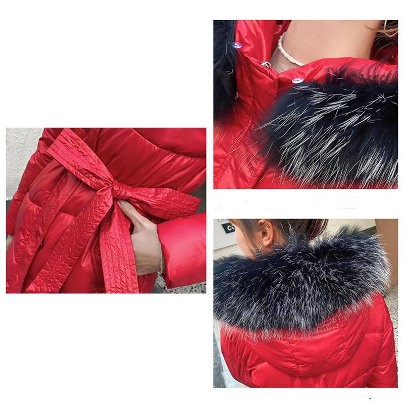 Women's Winter Korean Style Loose Quilted Coat Warm Stand-up Collar Down Jacket Women's Bright Face Long Down Jacket