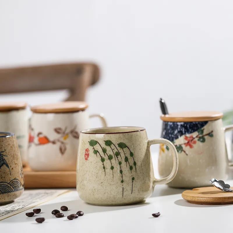 Creative Retro Breakfast Cup Underglaze Hand-painted Ceramic Mug Oatmeal Cup Chunky Milk Cup Coffee Cup Tea Cup