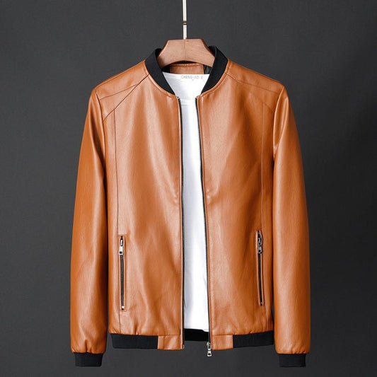 Spring and Autumn Men's Pu Leather Jacket Daily Leisure Motorcycle Plus Size Jacket Men's Leather Jacket