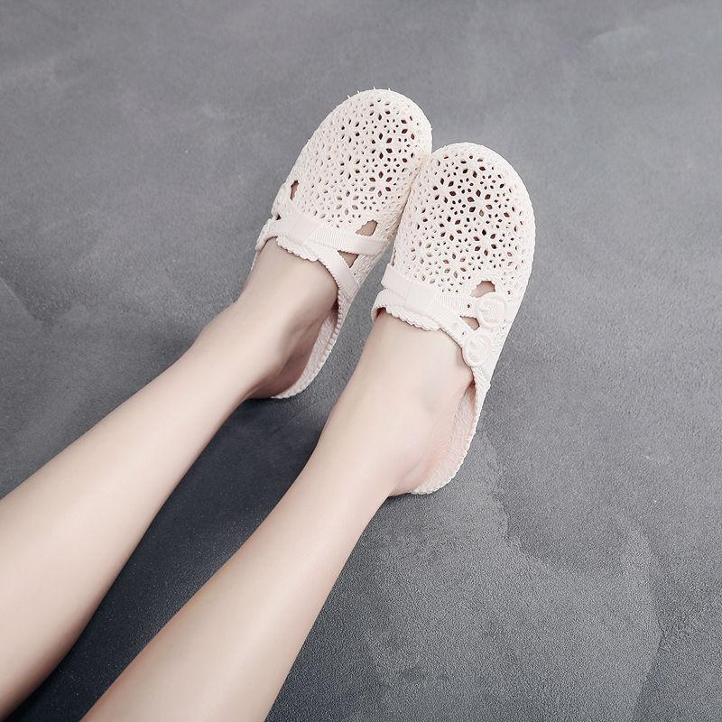 Summer Baotou Flat Hole Shoes Home Indoor and Outdoor Ladies Lazy Student Beach