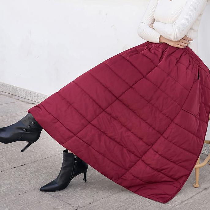 M-5XL Winter Warm Long Skirt Women's Autumn and Winter Thickened Down Cotton Skirt Large Size Zipper Winter Skirt