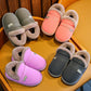 PU Leather Waterproof Children's Cotton Slippers Boys and Girls Kids Cotton Slippers Non-slip Flat Shoes Big Children's Slippers Winter