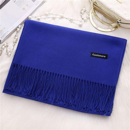 Women Solid Color Cashmere Scarves with Tassel Lady Long Scarf  Female Shawl Men Scarf