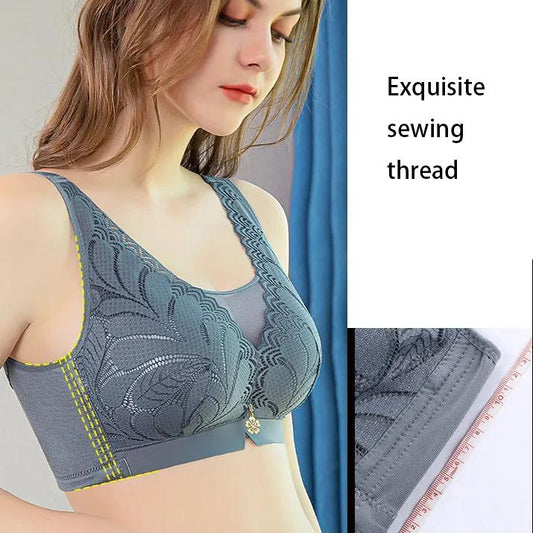 Women's Plus Size Bra Seamless Bras Solid Color Underwear Lace Brassiere Wirefree Soft Bra with Pad Vest Top Bra