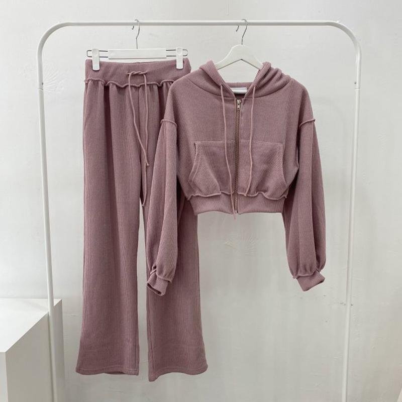 Autumn and Winter Age-reducing Women's Sports Suits Candy-colored Hooded Sweater Coats High-waisted Mopping Pants Casual Sports Suits Yoga Clothes