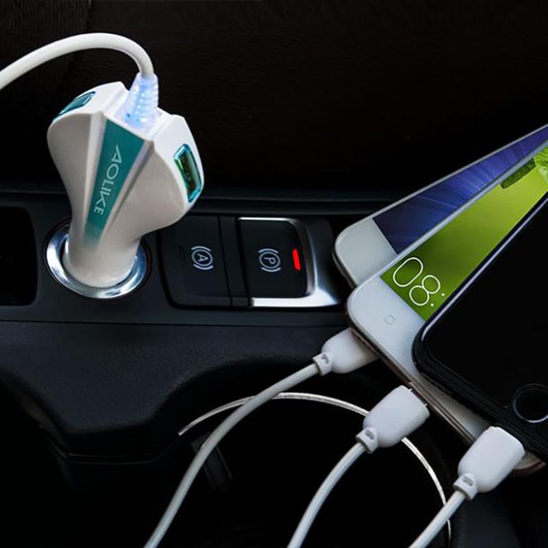 4.1A Fast Charge Car Charger 3-in-1 Flexible Data Cable Cigarette Lighter Head Power Converter