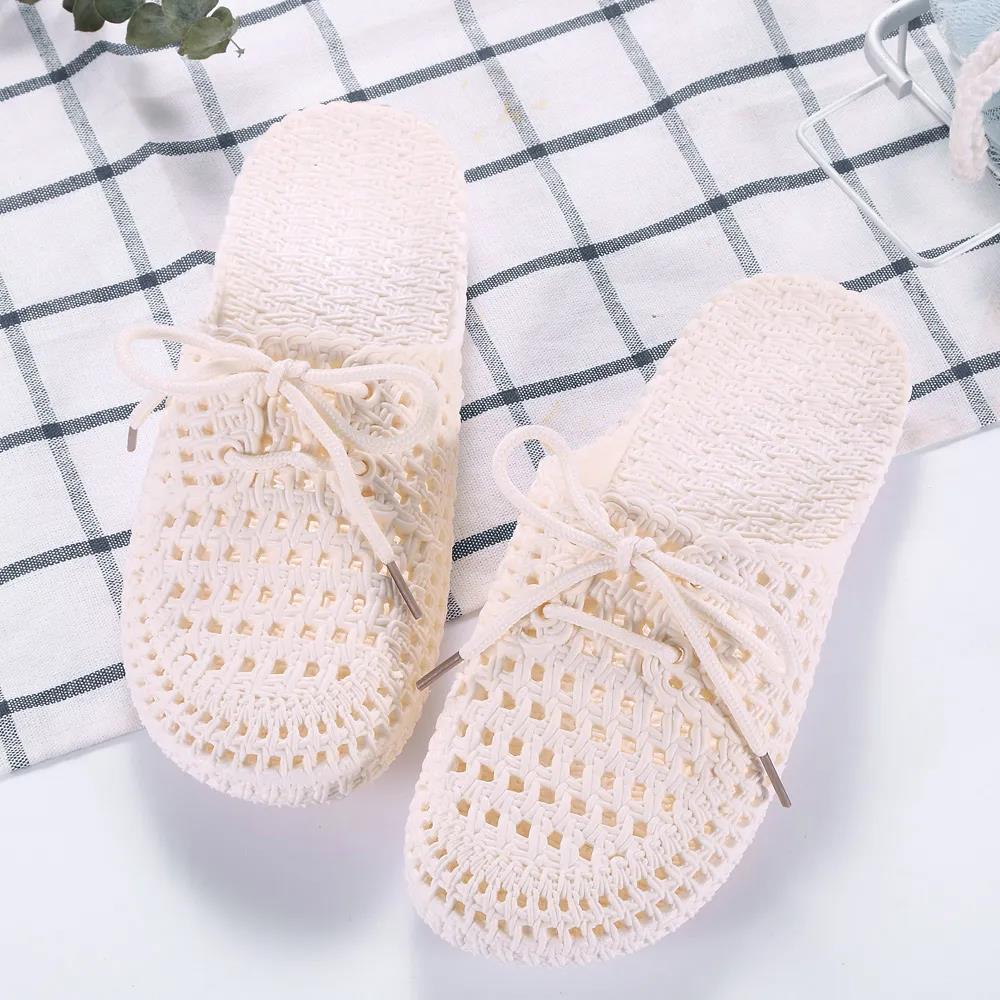 Women's Beach Casual Sandals Female Solid Color Large Size Hollow Home Indoor Slippers