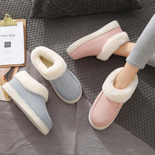 Cotton Slippers Keep Warm Autumn and Winter Pregnant Women's Bedroom Shoes Men and Women Couples Postpartum Bag Plus Velvet Thick Winter