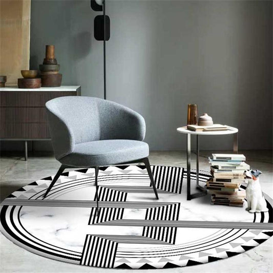 Round Carpet Fashion Modern Minimalist Geometric Imitation Marble Pattern Round Living Room Carpet Bedroom Non-slip Floor Mat Carpet