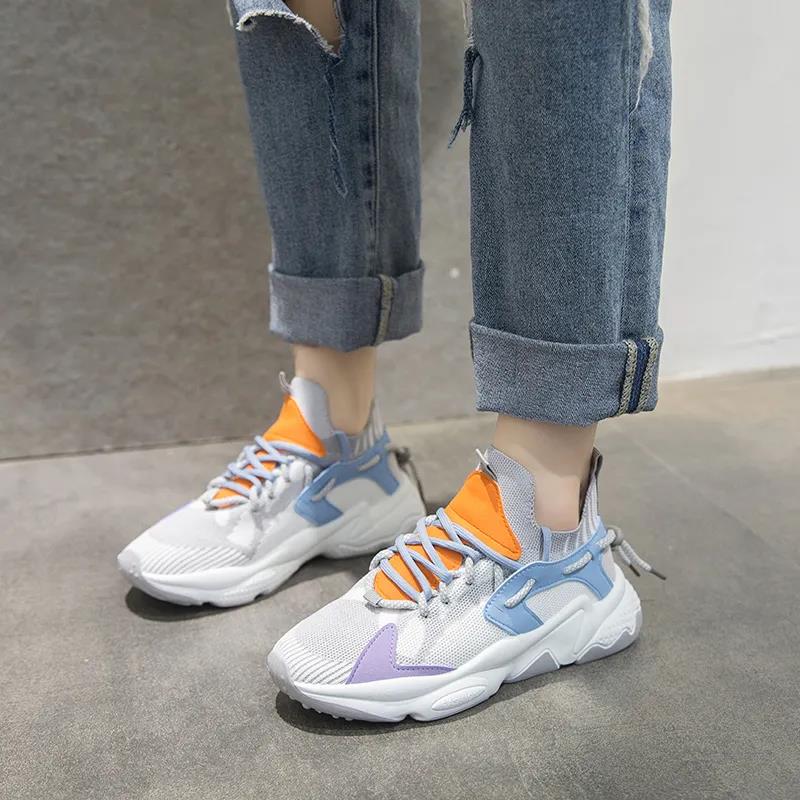 Flying Woven Coconut Shoes Female Korean Student Ins Tide Sports Shoes Female Casual Breathable Running Board Shoes