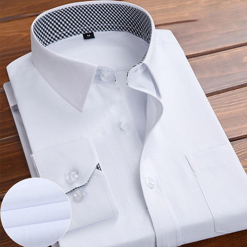 Men's Long-sleeved Spring, Summer and Autumn Shirts, Business Casual Loose Professional White Shirts, Tooling Long-sleeved Shirts