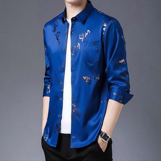 Men's Long-sleeved Business Casual Shirts Middle-aged and Young Non-iron Slim-fit Thin-inch Shirt