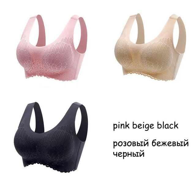 3PCS Latex Seamless Ladies Underwear Push Up Lightweight Comfortable Breathable Sports Lace Bra