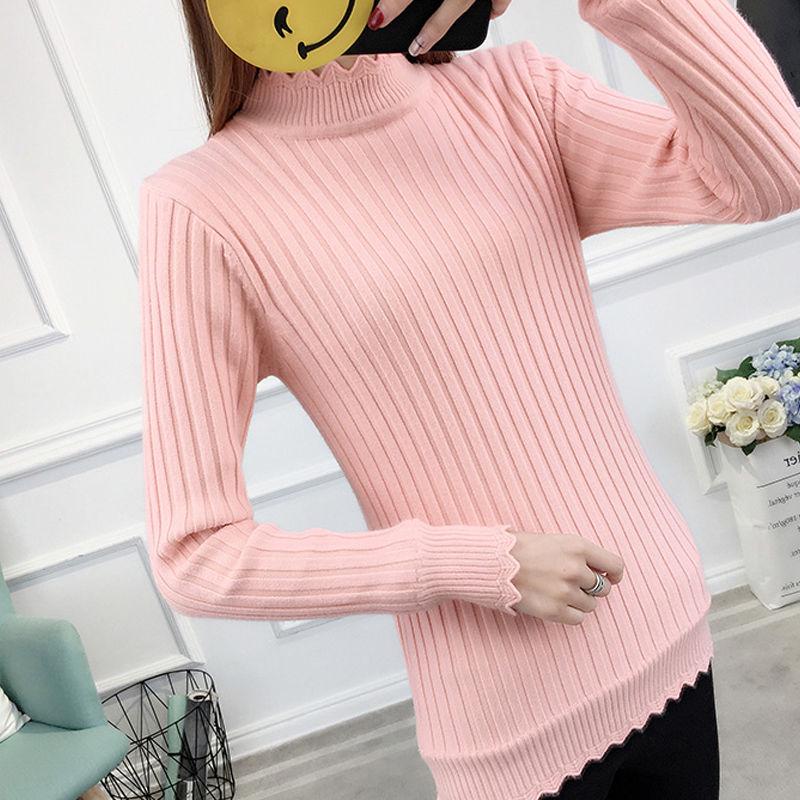 High Collar Sweater Winter Knitting Sweaters Large Size Sweater Skirt Woman Medium and Long Section