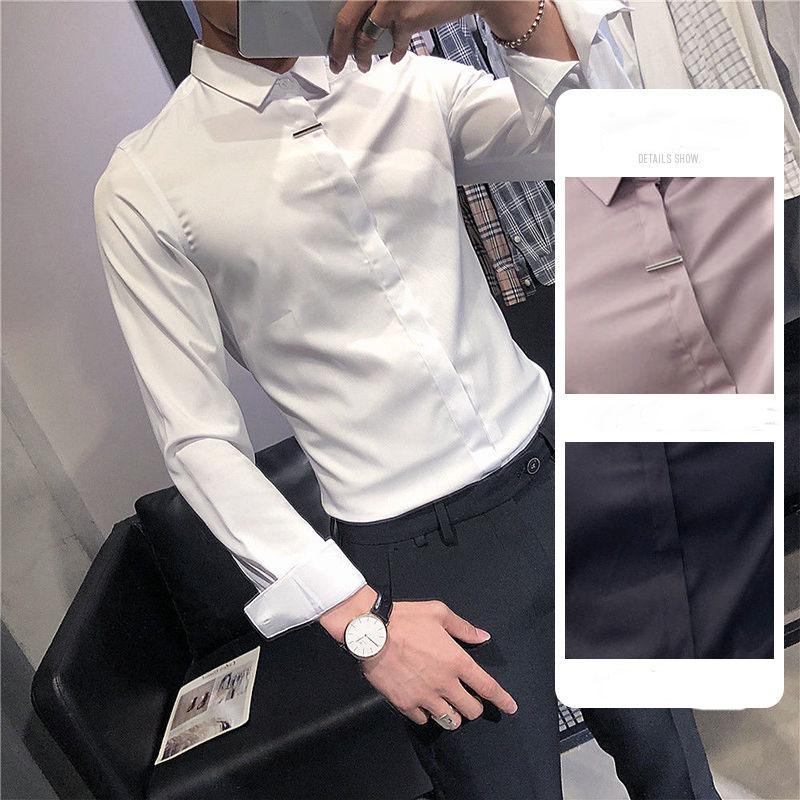 Men's Autumn and Summer Long-sleeved Thin Shirt Loose Trendy Casual Bottoming Top Business Slim Non-iron Men's Shirt