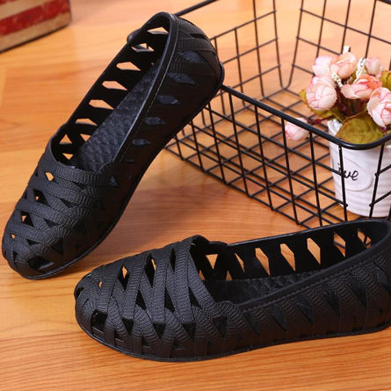 Summer Comfortable Slope Heel Non-slip Nurse Shoes White Sandals Female Summer Plastic Hollow Mother Shoes Work Shoes