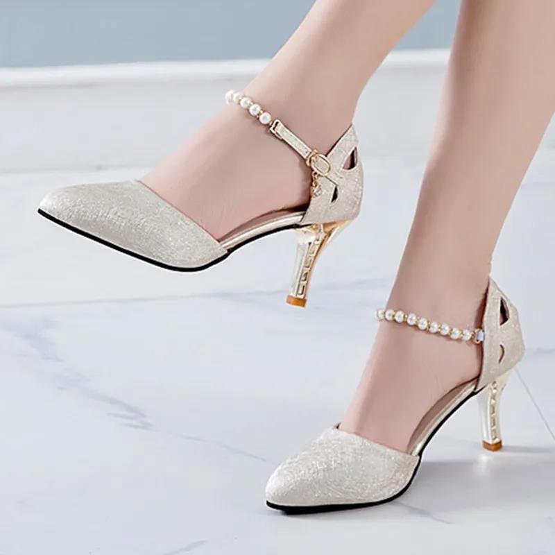 High-heeled Sandals Women's One-line Buckle Stiletto Shoes All-match Work Shoes