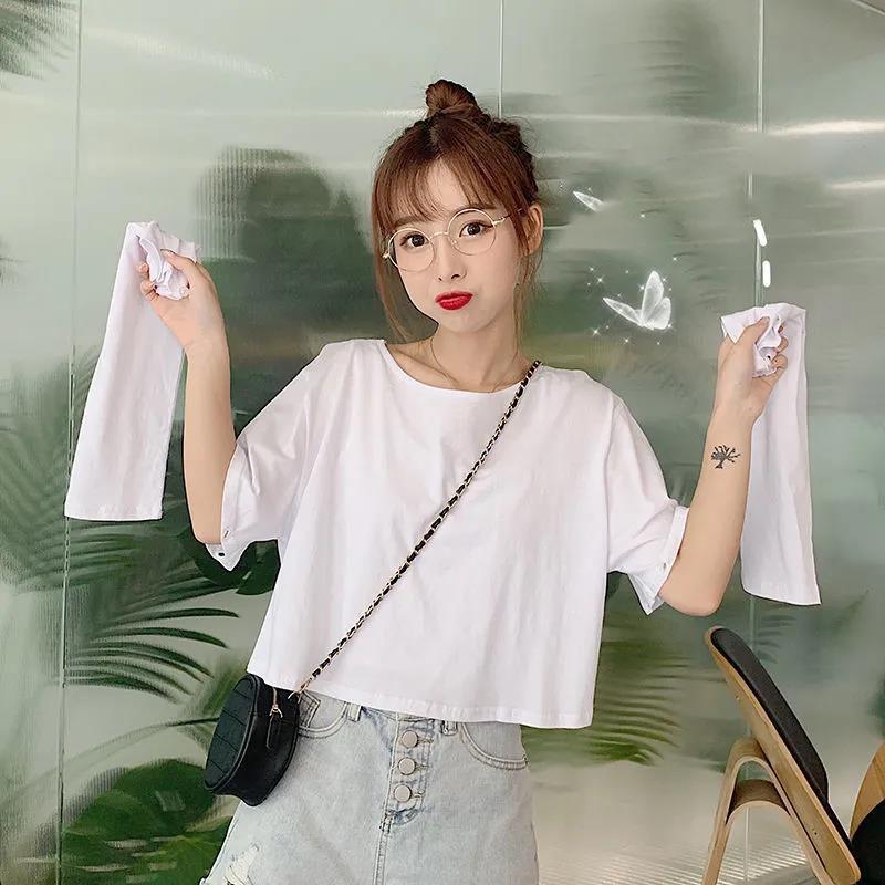 Autumn Version of Pure Color Loose Simple Long-sleeved fall T-shirt Women Simple Pure White Bottoming Shirt Blouse