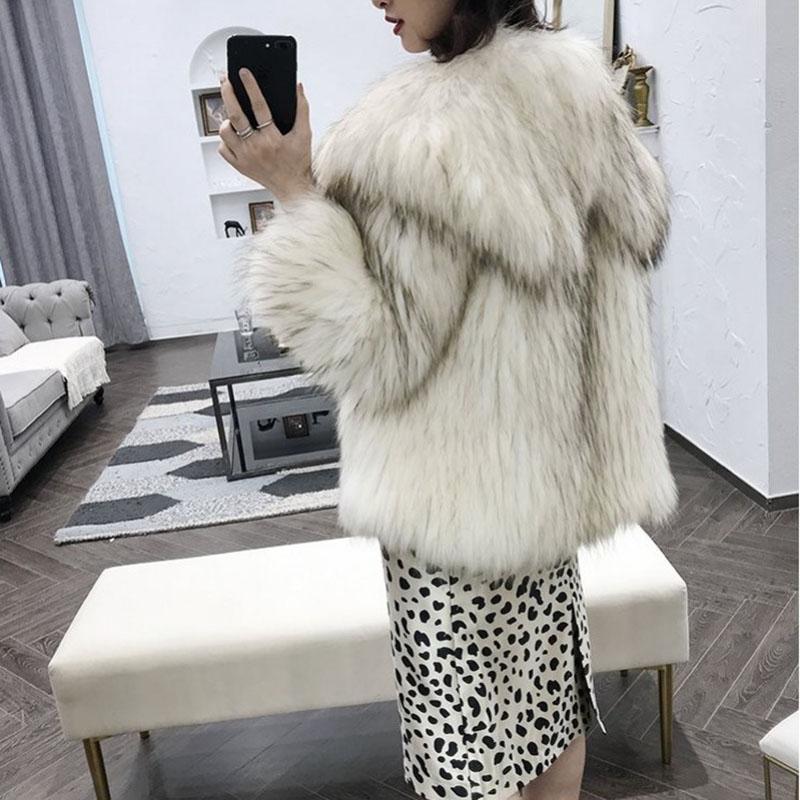 Winter Women's Korean Version of Loose Fur Coat Large Fur Collar Lapel Mid-length Raccoon-like Thick Warm Coat