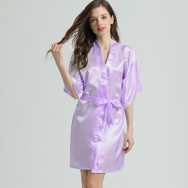 Spring and Autumn Sexy Bathrobe Nightgown Summer Simulation Silk Thin Silk Pajamas