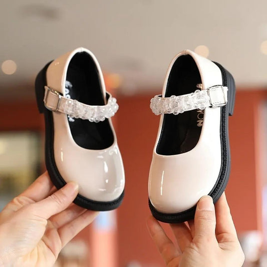 Children's Leather Shoes Little Girls' Spring and Summer Soft Sole Casual Shoes Vintage Anti-slip Solid Color Princess Shoes