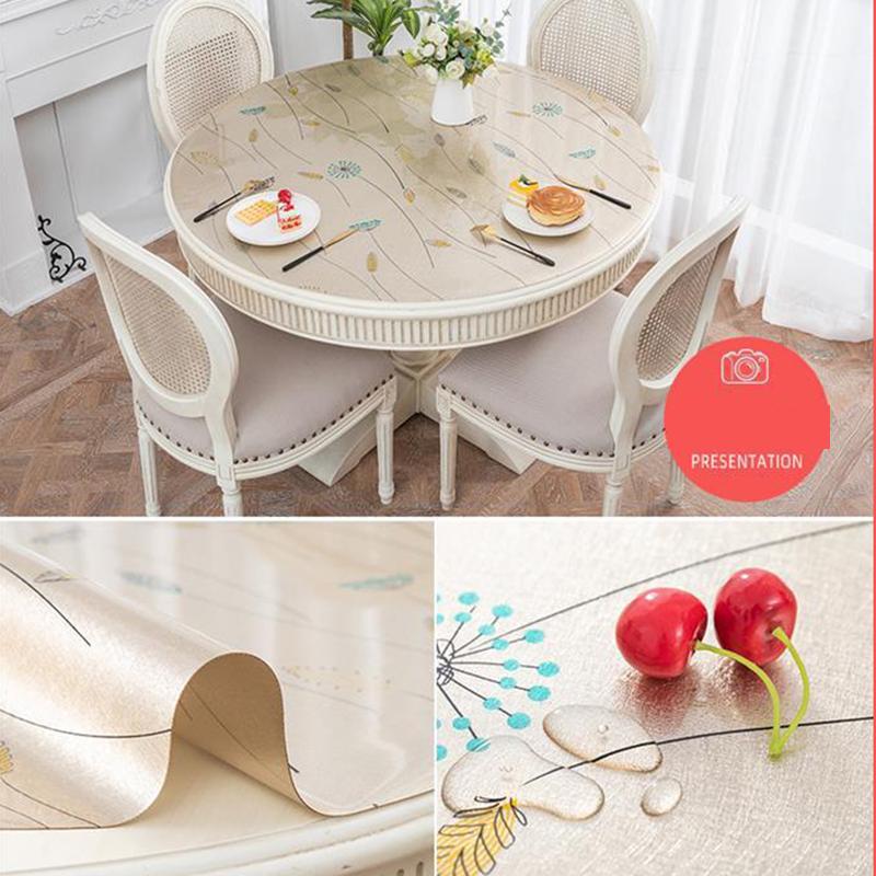 Nordic Opaque Round Table Cloth Waterproof Oil-proof and Scald-proof Disposable Round Table Mat Household Pvc Round Table Mat