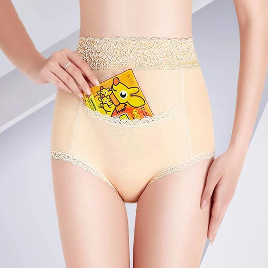 3 PCS Women's Antibacterial High Waist Menstrual Period Underwear Female Pure Cotton Body Shaping Abdomen Buttocks Anti-side Leakage Breathable Briefs