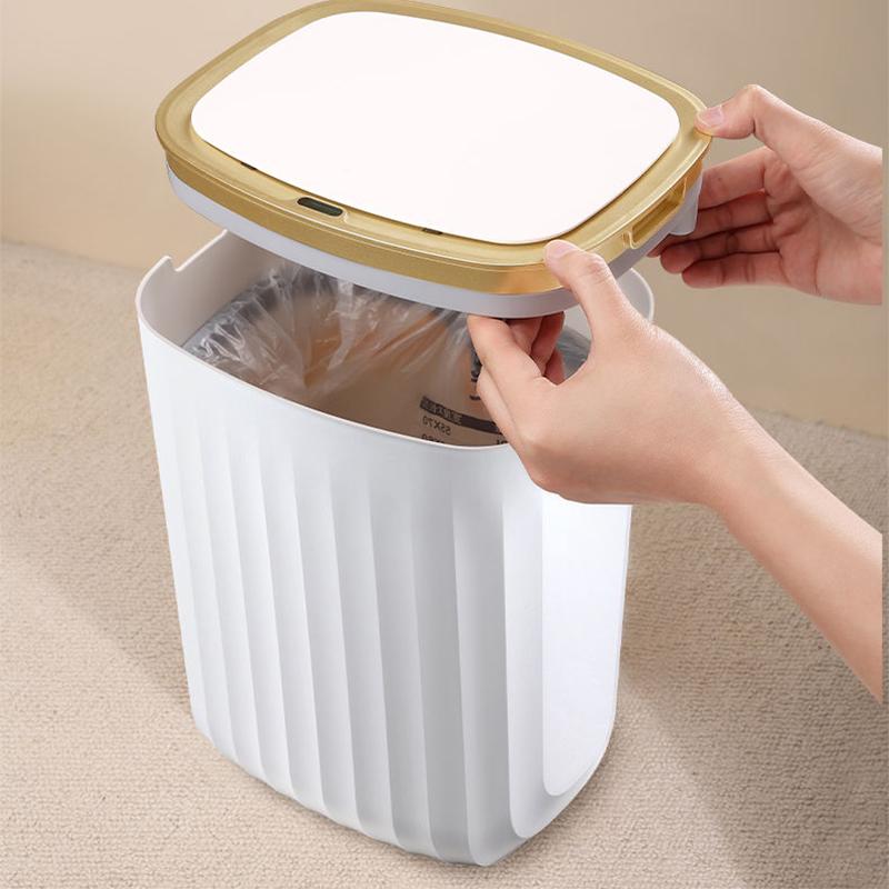 Narrow Flat Gap Smart Sensor Trash Can Automatic Electric Covered Bathroom Household Toilet Living Room Wastebasket