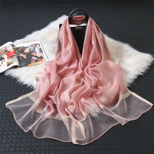 Silk Scarf Womens Summer Breeze Lightweight Sheer Wrap Organza Gauze Scarf