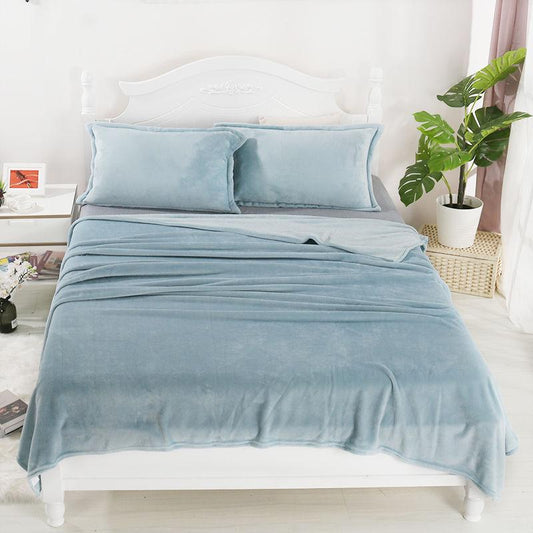 Pure Color Flannel Blankets, Wool Blankets, Bedding, Double-sided Plus Fleece, Warm Sheets, Household Textiles, Nap Warm Covers