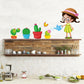 Potted fresh plant living room bedroom cartoon character wall sticker sticker