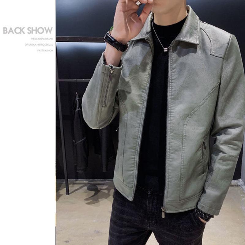 Leather Men's Jacket Korean Men's Autumn and Winter Jacket Slim Trend Leather Jacket Youth Jacket