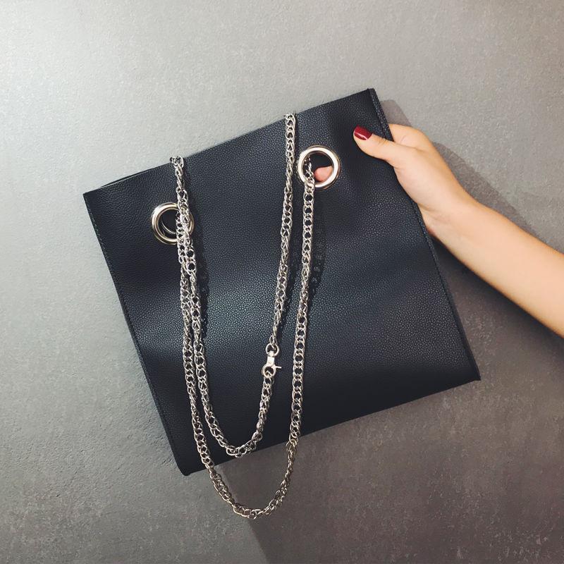 Fashion Casual Big Bag Female Large Capacity Chain Shoulder Bags Black Handbags for Women