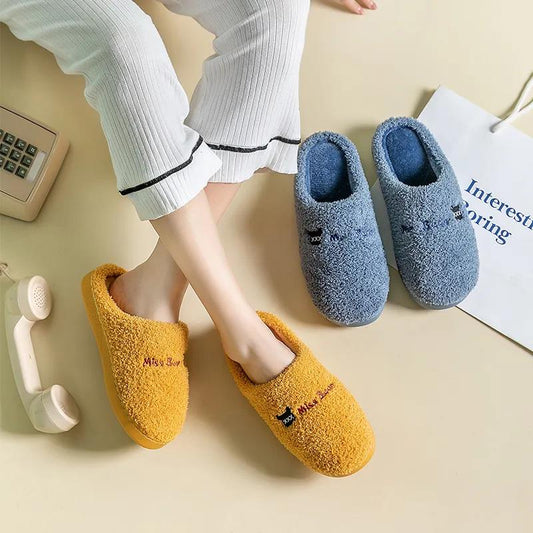 Cotton Slippers Women's Thick-soled Women's Bags with Winter Warm Shoes Home Lovers Home Non-slip