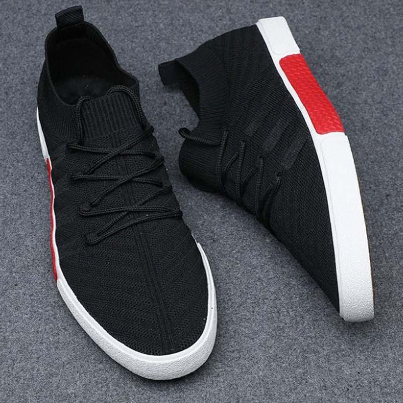 Plus Size 38-44 Summer Men Knitting Lace Up Sneakers Comfortable Running Basketball Shoes Breathable Shockproof Non-slip Shoes