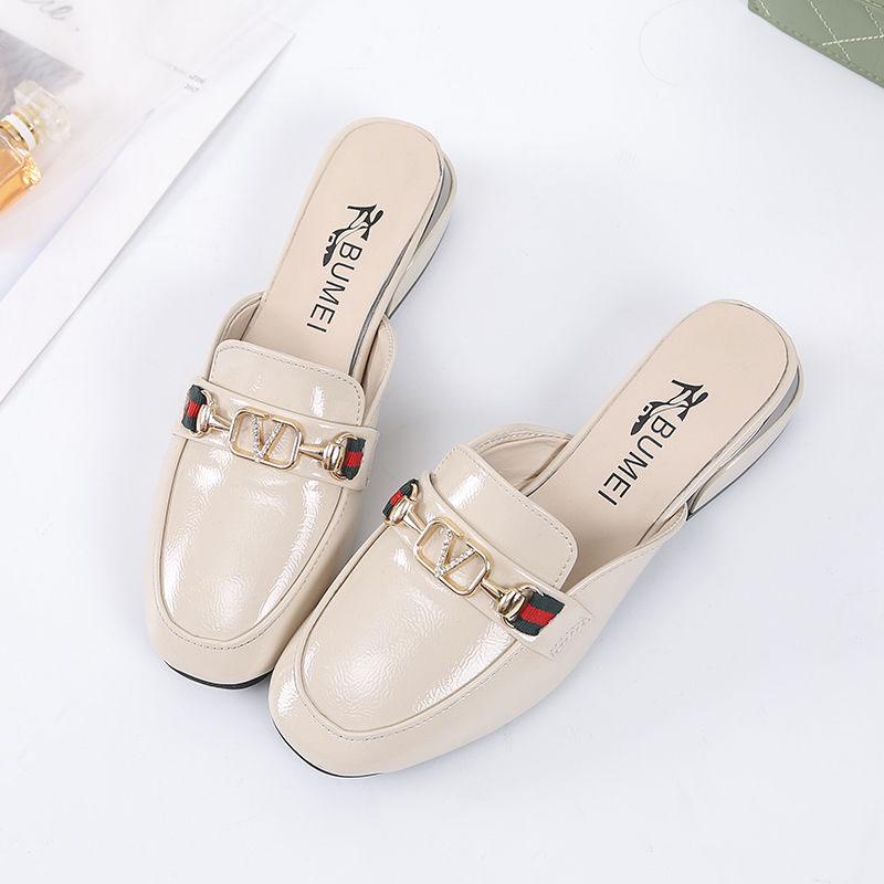 Plus Size 35-40 Women All-match Shiny PU Leather Slippers Outdoor Diamond High Heels Bohemian Beach Wear-resistant Non-slip Sandals