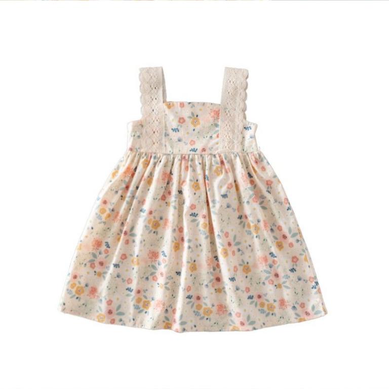 Little Girls Clothes Summer Flower Lace Sleeveless Princess Dress Elegant Cute Toddler Kids Costume Vestidos