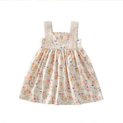 Little Girls Clothes Summer Flower Lace Sleeveless Princess Dress Elegant Cute Toddler Kids Costume Vestidos