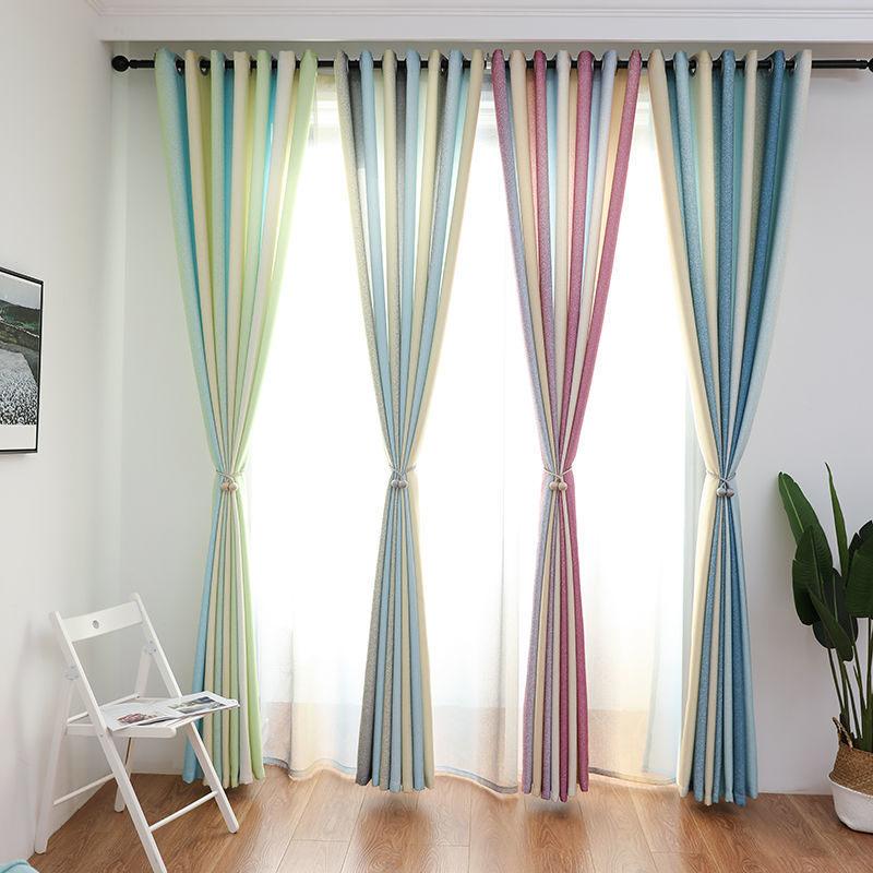 1/2pcs  Modern Gradient Color European Curtains for Living Room Stripe Blackout Curtains for Bedroom Dining Room Curtain