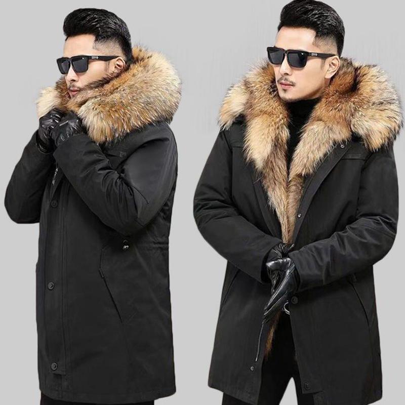 Handsome Men Winter Imitation Mink Fur Detachable Liner Thick Imitation Fur Jacket