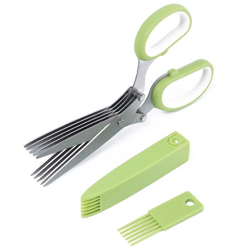 5-Leaf Vegetable Scissors Stainless Steel Food Scissors Multi-function Kitchen Supplies Heavy Sharp Scissors