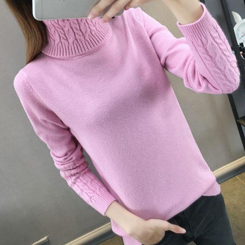 Medium and Long Section High Collar Sweater Winter Warm Knitting Sweaters Large Size Sweater Woman