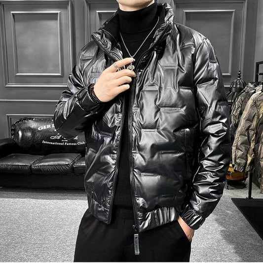 Fashionable and Thin Young and Middle-aged Men's Down Jacket Winter Cold-proof and Waterproof Short Large Size Thickened Stand Collar Jacket